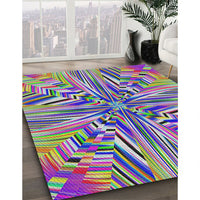 Patterned Bright Purple Modern Rug, pat680