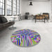 Round Patterned Bright Purple Modern Rug in a Office, pat680