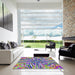 Square Patterned Bright Purple Modern Rug in a Living Room, pat680