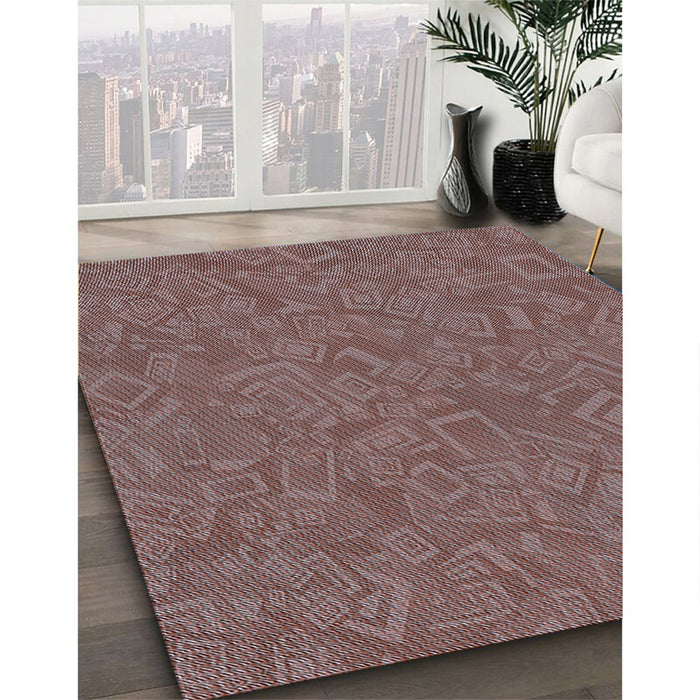 Patterned Rosy Pink Rug in Family Room, pat681lblu
