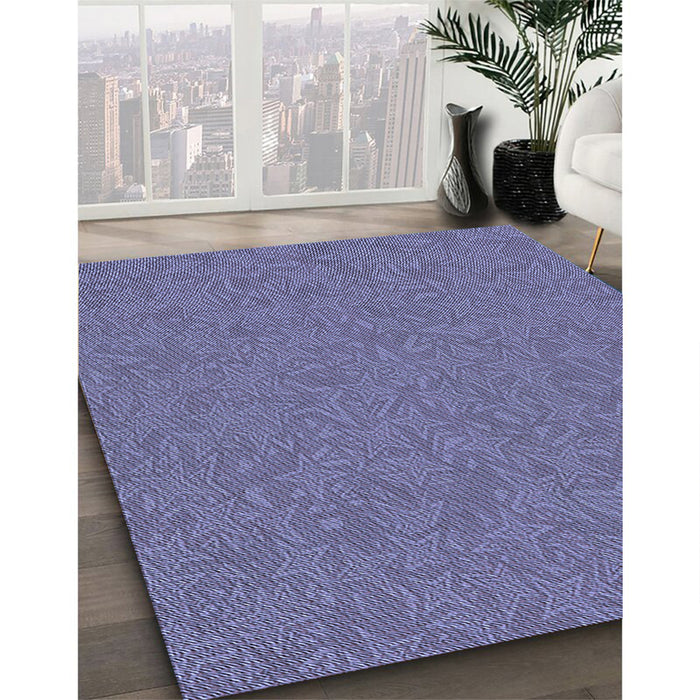 Patterned Deep Periwinkle Purple Rug in Family Room, pat682blu