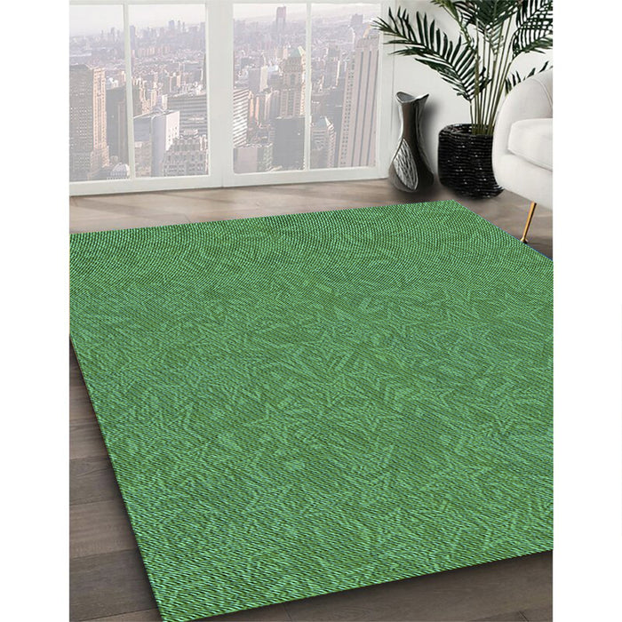 Patterned Forest Green Rug in Family Room, pat682lblu