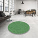 Round Patterned Forest Green Rug in a Office, pat682lblu