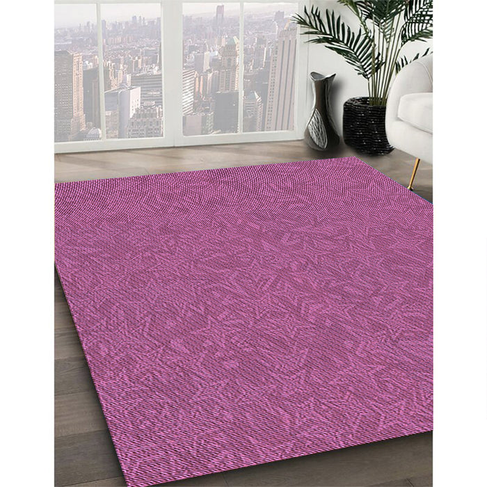 Patterned Neon Pink Rug in Family Room, pat682pur