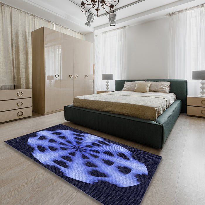 Patterned Sky Blue Rug in a Bedroom, pat683blu