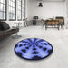 Round Patterned Sky Blue Rug in a Office, pat683blu