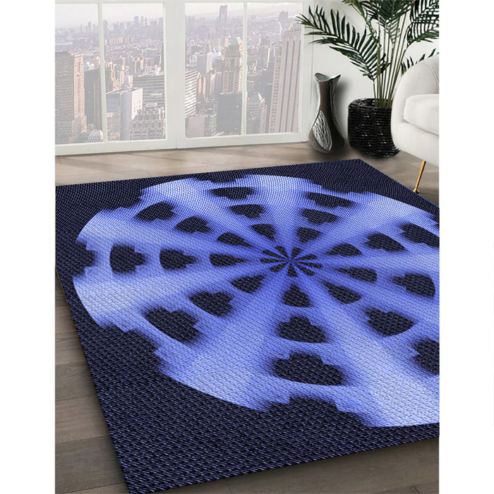 Machine Washable Transitional Sky Blue Rug in a Family Room, wshpat683blu