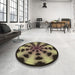 Round Patterned Copper Brown Rug in a Office, pat683brn