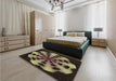 Patterned Copper Brown Rug in a Bedroom, pat683brn