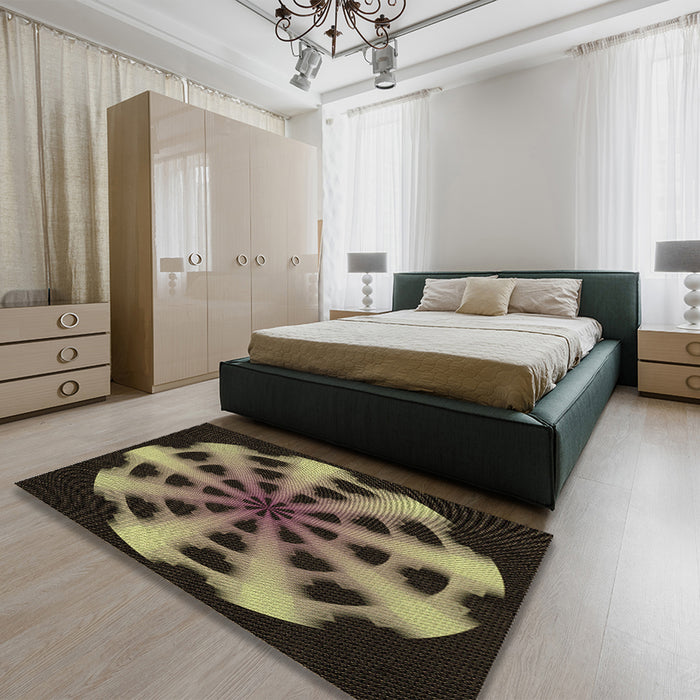 Patterned Copper Brown Rug in a Bedroom, pat683brn