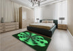 Patterned Dark Forest Green Rug in a Bedroom, pat683grn