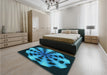 Patterned Deep Teal Green Rug in a Bedroom, pat683lblu