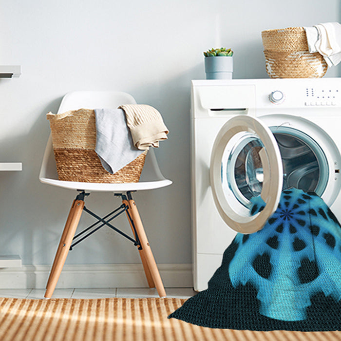 Machine Washable Transitional Deep Teal Green Rug in a Washing Machine, wshpat683lblu