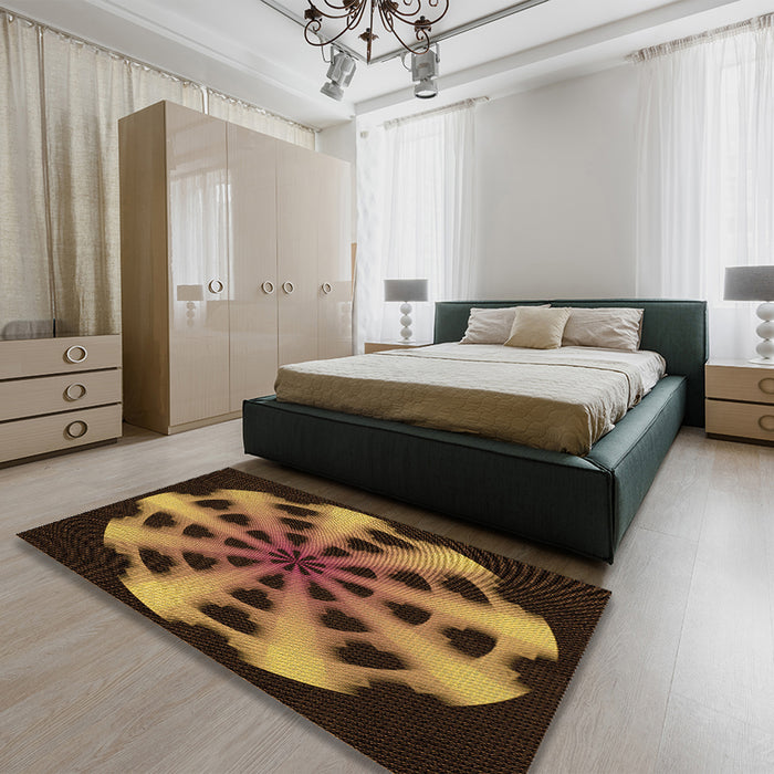 Patterned Red Rug in a Bedroom, pat683org