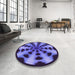 Round Patterned Light Slate Blue Rug in a Office, pat683pur