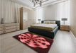 Patterned Red Rug in a Bedroom, pat683rd