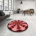 Round Patterned Red Rug in a Office, pat683rd