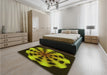 Patterned Black Brown Rug in a Bedroom, pat683yw