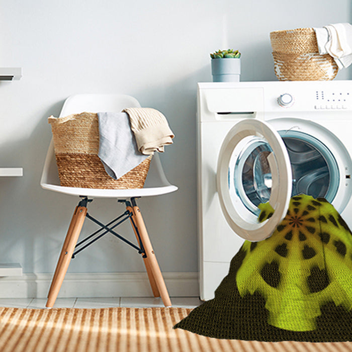 Machine Washable Transitional Black Brown Rug in a Washing Machine, wshpat683yw