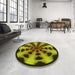 Round Patterned Black Brown Rug in a Office, pat683yw