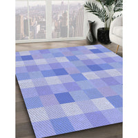 Patterned Light Slate Blue Rug, pat684blu