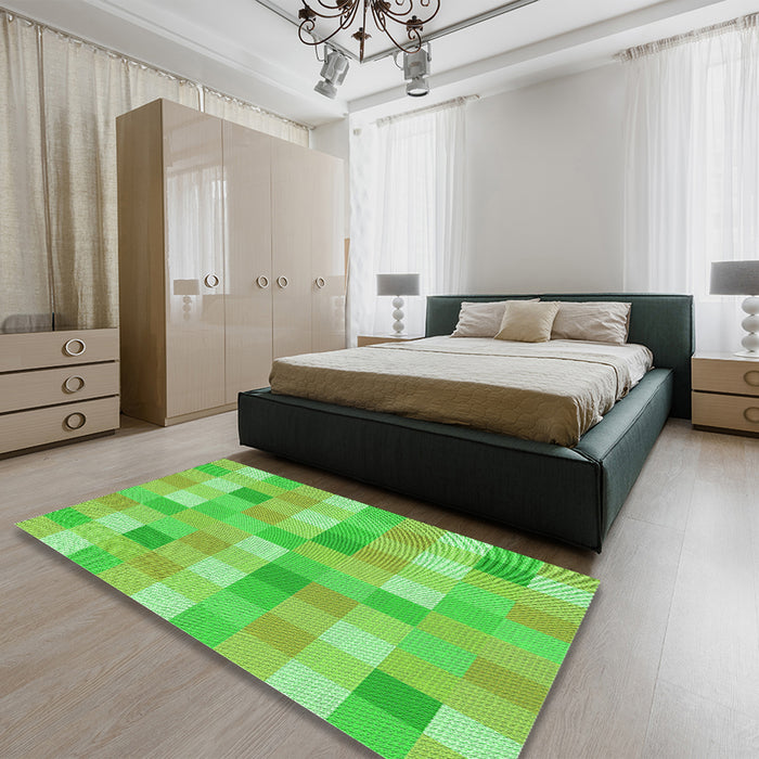 Patterned Emerald Green Rug in a Bedroom, pat684grn