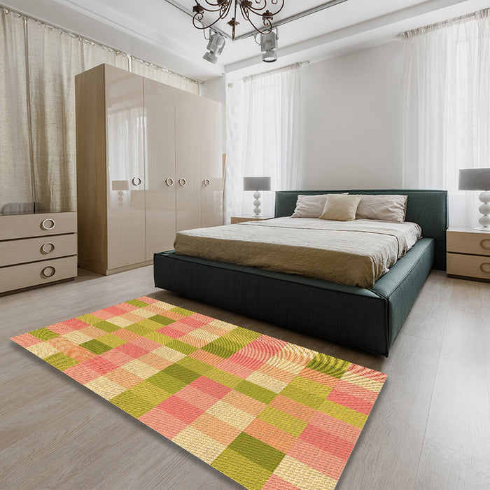 Patterned Orange Rug in a Bedroom, pat684org