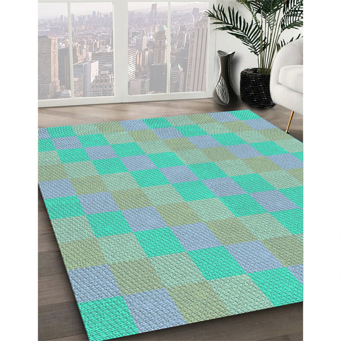 Machine Washable Transitional Turquoise Green Rug in a Family Room, wshpat685lblu