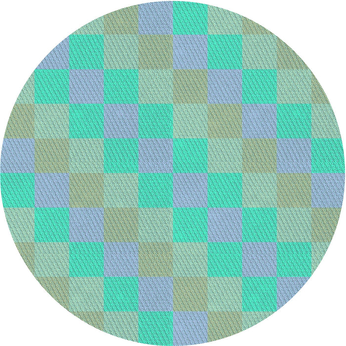 Square Patterned Turquoise Green Rug, pat685lblu