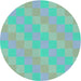 Square Patterned Turquoise Green Rug, pat685lblu