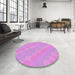 Round Patterned Violet Purple Rug in a Office, pat685pur