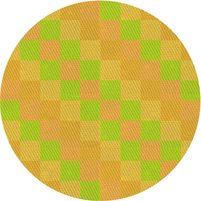 Square Patterned Neon Yellow Green Rug, pat685yw