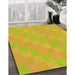 Patterned Neon Yellow Green Rug in Family Room, pat685yw