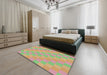 Machine Washable Transitional Green Rug in a Bedroom, wshpat685