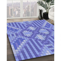 Patterned Denim Blue Rug, pat686blu