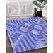 Patterned Denim Blue Rug in Family Room, pat686blu