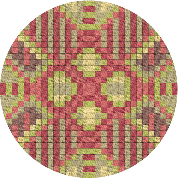 Square Patterned Red Rug, pat686brn