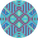 Square Machine Washable Transitional Bright Turquoise Blue Rug in a Living Room, wshpat686lblu