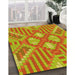 Patterned Orange Red Orange Rug in Family Room, pat686yw
