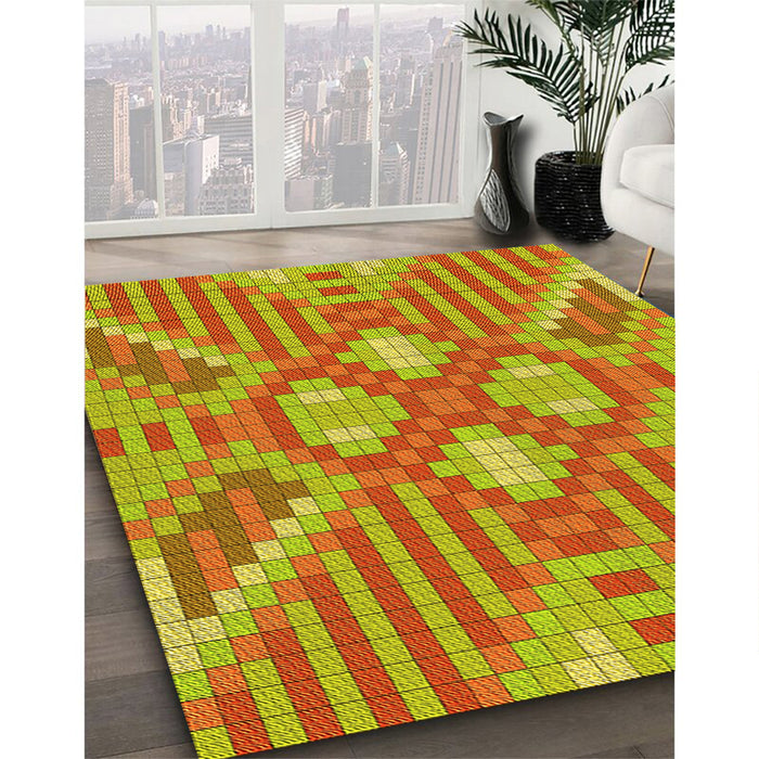 Machine Washable Transitional Orange Red Orange Rug in a Family Room, wshpat686yw
