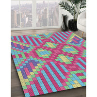 Patterned AquaMarine Green Novelty Rug, pat686