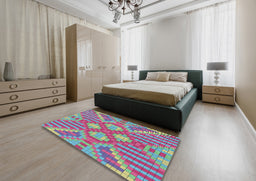 Patterned AquaMarine Green Novelty Rug in a Bedroom, pat686