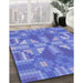 Machine Washable Transitional Sky Blue Rug in a Family Room, wshpat687blu