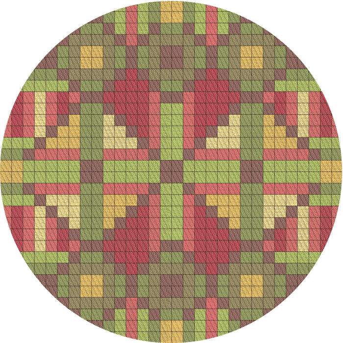 Square Patterned Green Rug, pat687brn