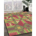 Machine Washable Transitional Green Rug in a Family Room, wshpat687brn