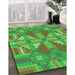 Machine Washable Transitional Dark Lime Green Rug in a Family Room, wshpat687grn