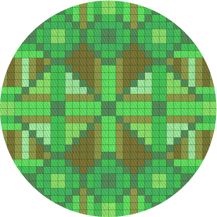 Square Patterned Dark Lime Green Rug, pat687grn