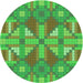 Square Patterned Dark Lime Green Rug, pat687grn