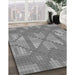 Patterned Dark Gray Rug in Family Room, pat687gry