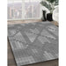 Machine Washable Transitional Dark Gray Rug in a Family Room, wshpat687gry